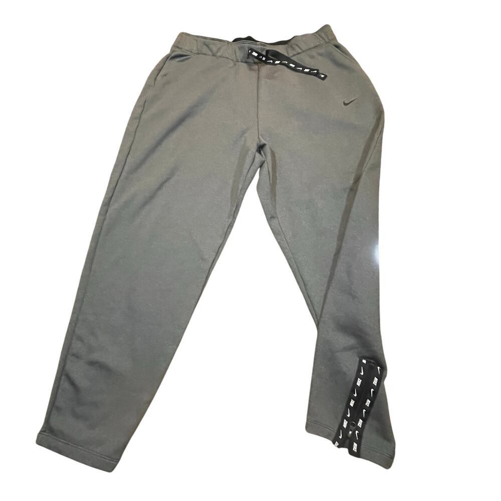 Nike Sweatpants Women L Gray Tapered Joggers Zip Ankle Logo Training Gym Casual